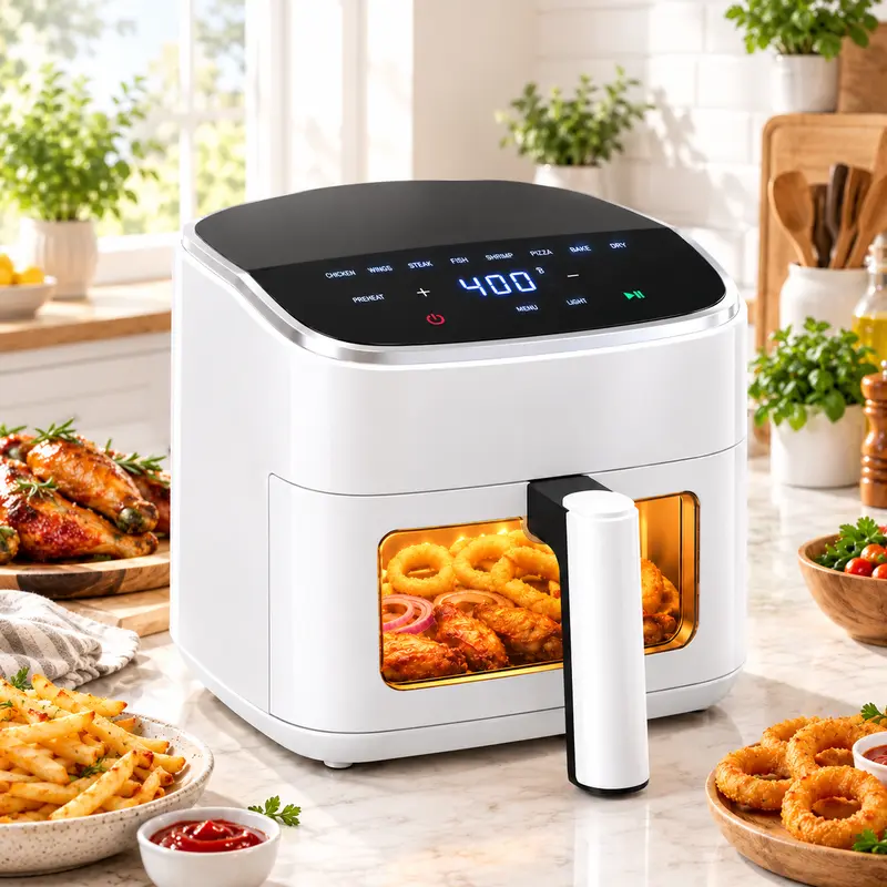 Sweetcrispy 4QT Capacity Digital Air Fryer (Household Items, Kitchen Appliances) for Small Homes, 1500W Touchscreen with Visible Window, 8 Presets, Auto Shut Off, Nonstick Basket Wipes Clean Fast, 60-Min Timer, Max 400°F
