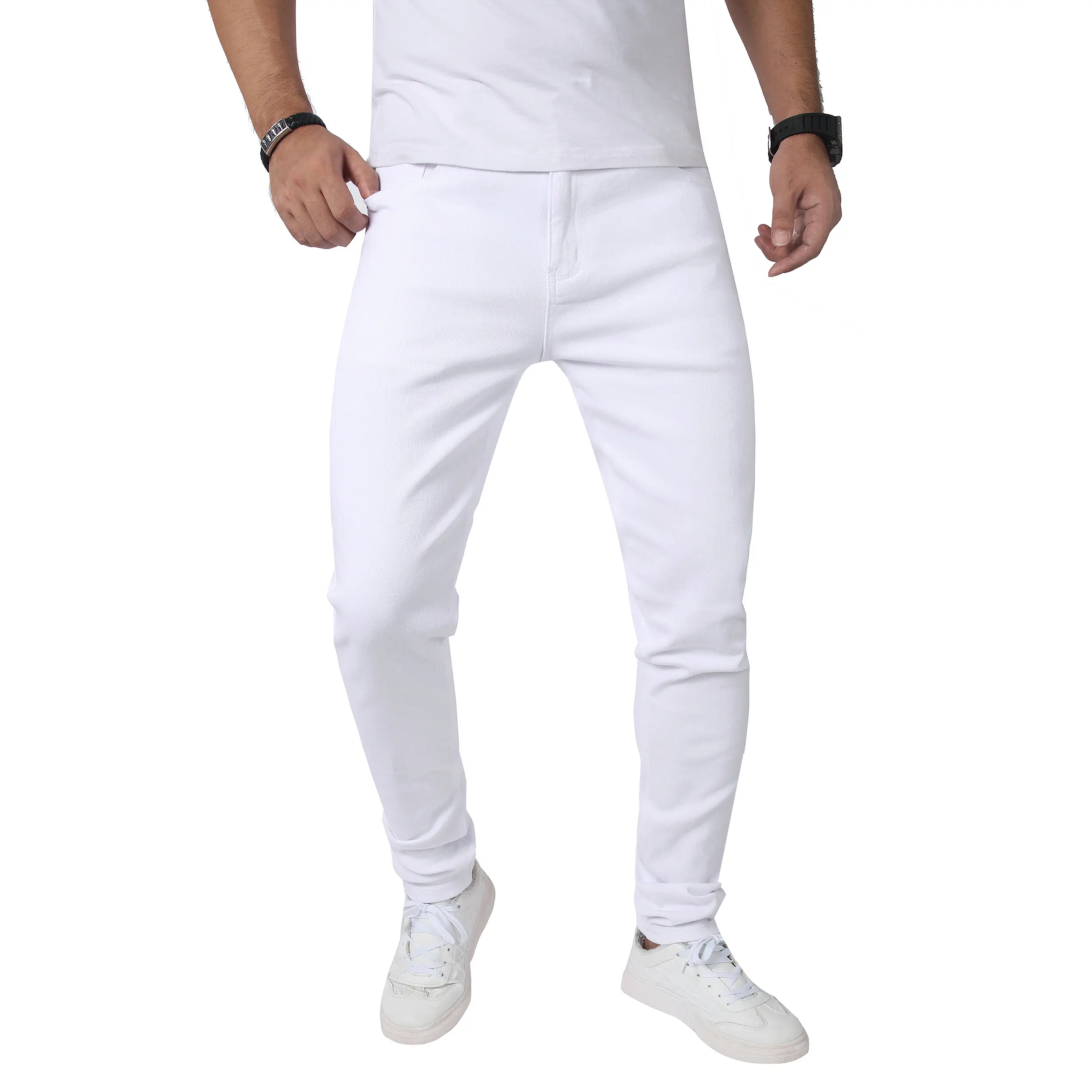 Men's Streetwear Ripped Skinny Jeans, Stretch Denim Tapered Leg Pants for Casual Menswear with Comfort Flex Waist, Clothes, Halloween, Christmas, Pocket, Plain, Thanksgiving, Ripped Detail, Easter, Valentines Day, Slim-Fitting