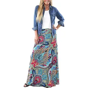 Women's Bohemian Print Long Maxi Skirt