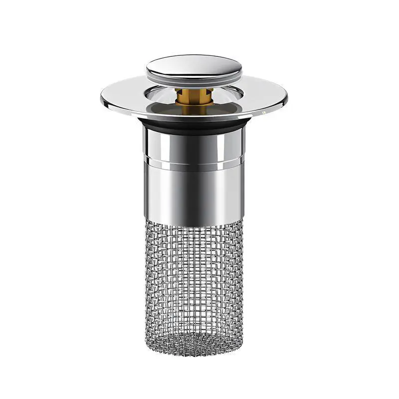 "Stainless Steel Modern Anti-Odor Bathroom Sink Stopper with Bouncing Core & Brass Pop-Up Drain Plug for Bathtub Home Goods ，universal bathtub drain stopper，bathroom sink strainer"