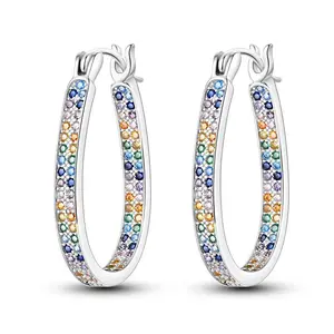 NARMO Large Teardrop Earrings with Colored Zirconia - S925 Silver Plated and White Gold Plated, Elegant Jewelry Gift for Women and Girls, Birthdays and Holidays