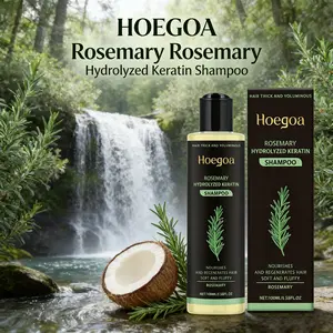 Hoegoa Rosemary Hydrolyzed Keratin Shampoo with Coconut Amide Propyl Betaine Hair Strengthening Nourishing Shampoo for All Hair Types Moisturizing Shampoo