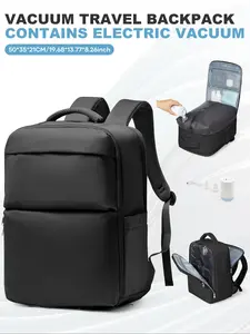Vacuum Travel Backpack Set with Pump, Carry-On Luggage, Men's Business Laptop Bag，Expandable Vacuum Sealed Compression Bag, Large Capacity Dual Shoulder Bags，Ladies' leisure daily commuting backpack, work backpack, flight certified backpack