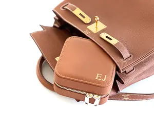 Saffiano Leather Medium Square, Leather Jewelry Box, Luxury Travel Case, Leather Jewelry Case, Mother's day, Wedding favors