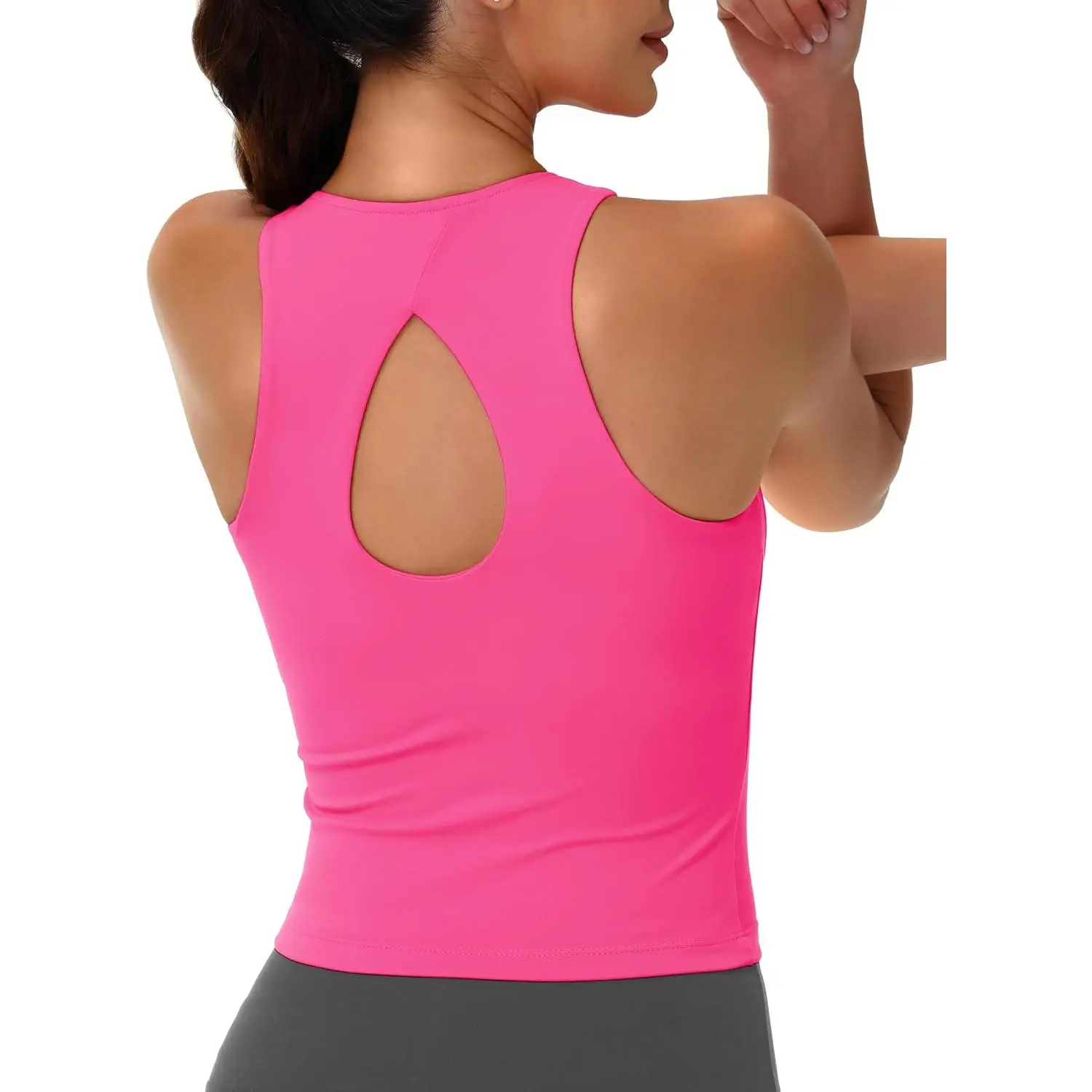 Cotrasen Women's Workout Tank Tops with Built in Bra Athletic Racerback Support Tanks Padded Fitted Yoga Crop Gym Activewear