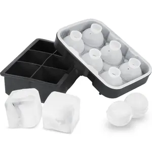 VEVOR Ice Cube Tray, Round Ice Ball Maker for Freezer, 2x33pcs 1x104pcs Ice Balls, Sphere Ice Cube Making 170pcs Small Ice Chilling Cocktail Whiskey Tea Coffee, 3Pack Ice trays Ice Bin Scoop