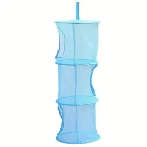 Plush Animal Storage Hammock, Hanging Toy Net with 3 Compartments, Space-Saving Design for Boys and Girls, Home Decor and Laundry Rack, Clothes Organizer