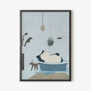 Snorlax Bathtub Anime Poster |   Cute Bathroom Wall Art Print |   Kawaii Cartoon Decor for Bathroom, Bedroom & Home