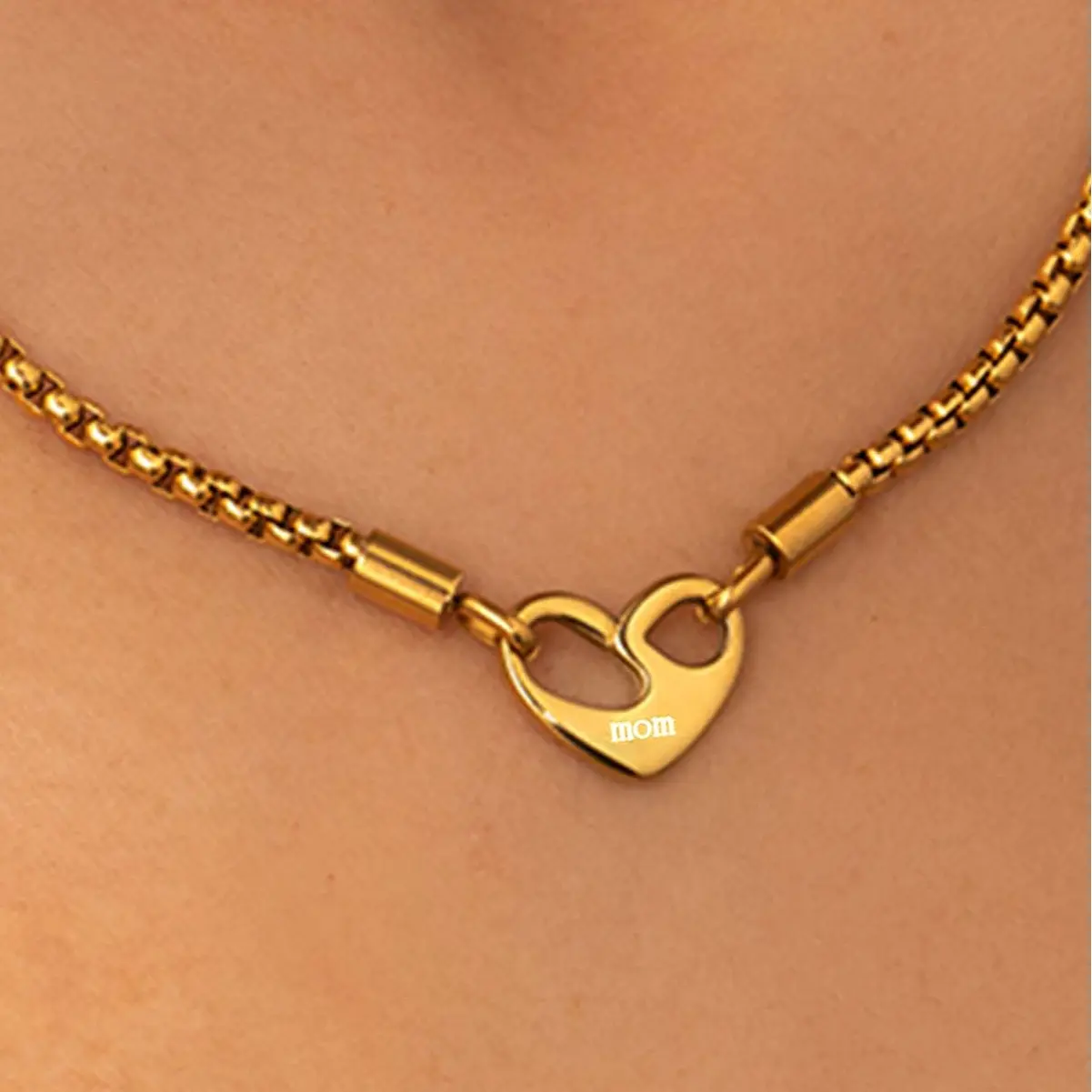 Love hollow letter titanium steel necklace i am worthy couple gift party versatile jewelry Mother's Day gift y2k