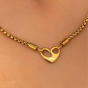 Love hollow letter titanium steel necklace i am worthy couple gift party versatile jewelry Mother's Day gift y2k