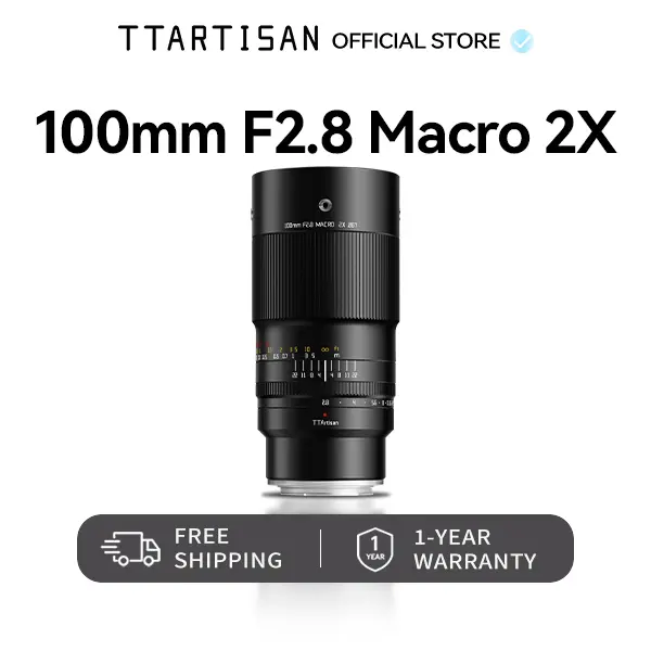 TTArtisan 100mm F2.8-2X Macro Prime Lens for Sony E Mount Full Frame Manual Focus Cameras, for Close-Up Photography (Food, Insects), Around 700-748g, 2.8f/, Not Water Resistant