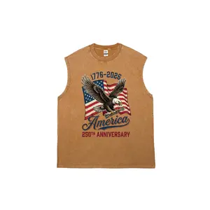 Retro washed pure cotton vest, featuring a universalprinted design suitable for both men and women, and canbe worn all year round.