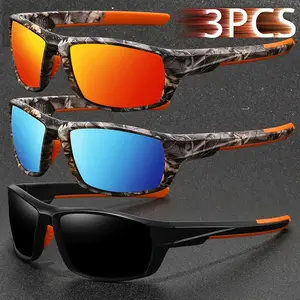 3PCS Fashion Camouflage Frame Vintage Fishing Cycling Sports Sunglasses Men Women Running Mountaineering Sport Man Sun Glasses