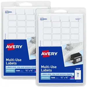 Avery Removable Labels, 1/2" x 3/4", 2016 Labels, (2 Pack of 5418)
