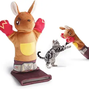 PURETOY Rumble Roo Cat Wrestling Toy, 22-Inch Kangaroo Puppet with Catnip Pouches & Treat Pocket, Reinforced Protective Glove for Kicking & Kicks, Bonding Toy for Cats of All Ages