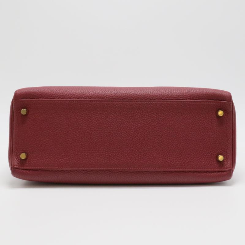 Pre-owned Hermes Leather Top Handle Bag Kelly 32 Togo Gold Hardware K1 Rouge Grenat (Total Price 15999)