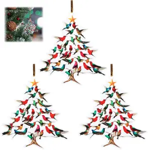 Christmas Ornament,Colorful Hummingbirds Tree Decor,Stacked Hummingbird Ornament for Christmas,Christmas Tree Listing Souvenir Gift (3Pcs)
