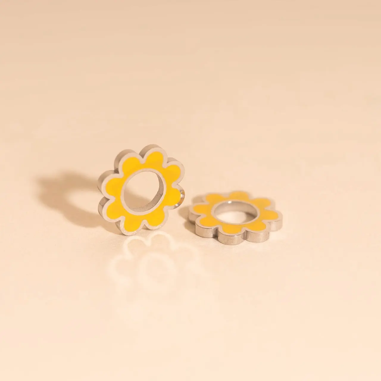 Yellow Flower Huggie Hoop Charms Yellow Flower Huggie Hoop Charms