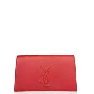 Pre-owned Yves Saint Laurent Leather clutches & wristlets Large Belle De Jour Clutch Calfskin Red (mg032226b6)