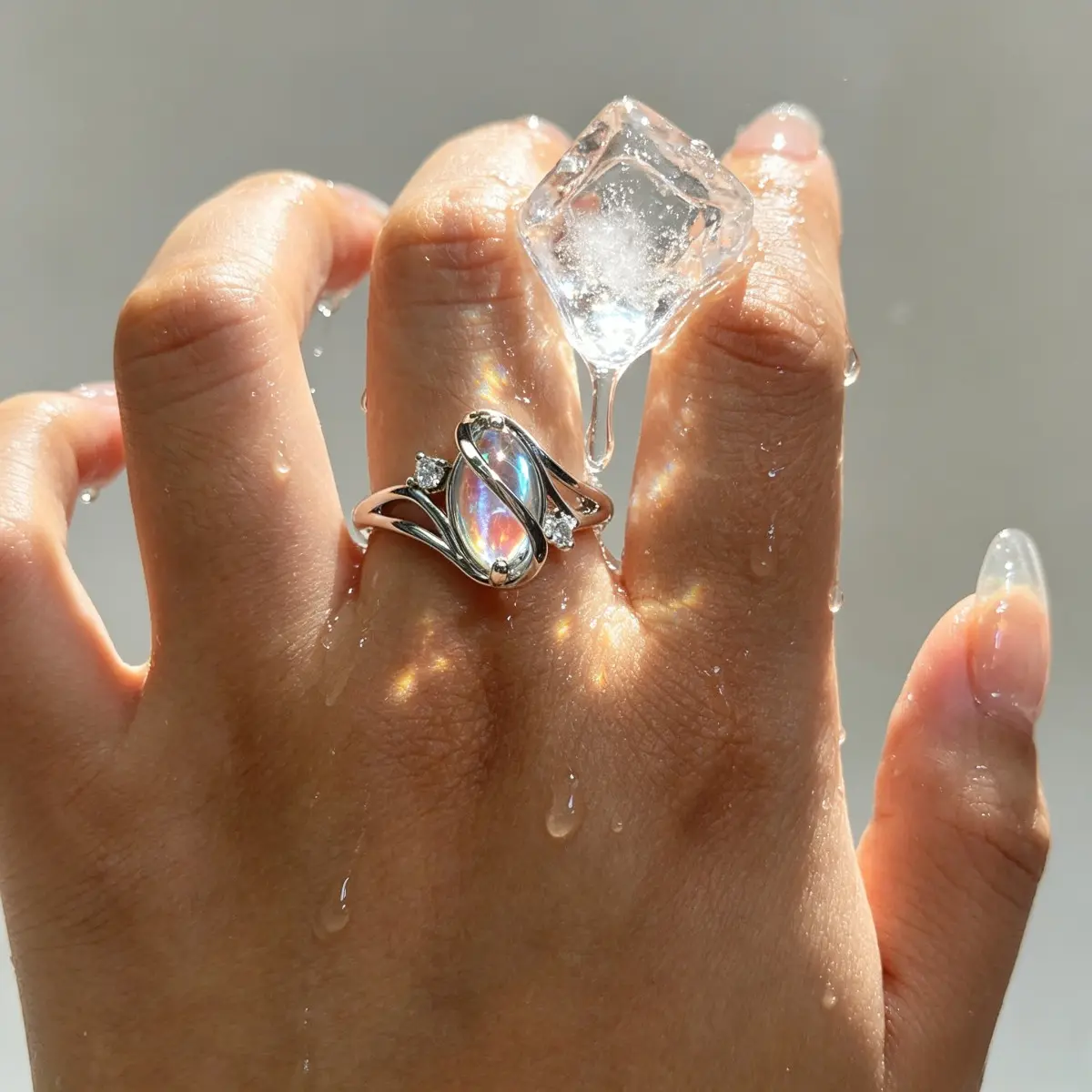 EJG Marquise Cut Statement Ring for Her, 925 Silver-Plated with Iridescent Cubic Zirconia, Elegant Accessory for Daily Wear, Meaningful Gifts for Adults, Basic