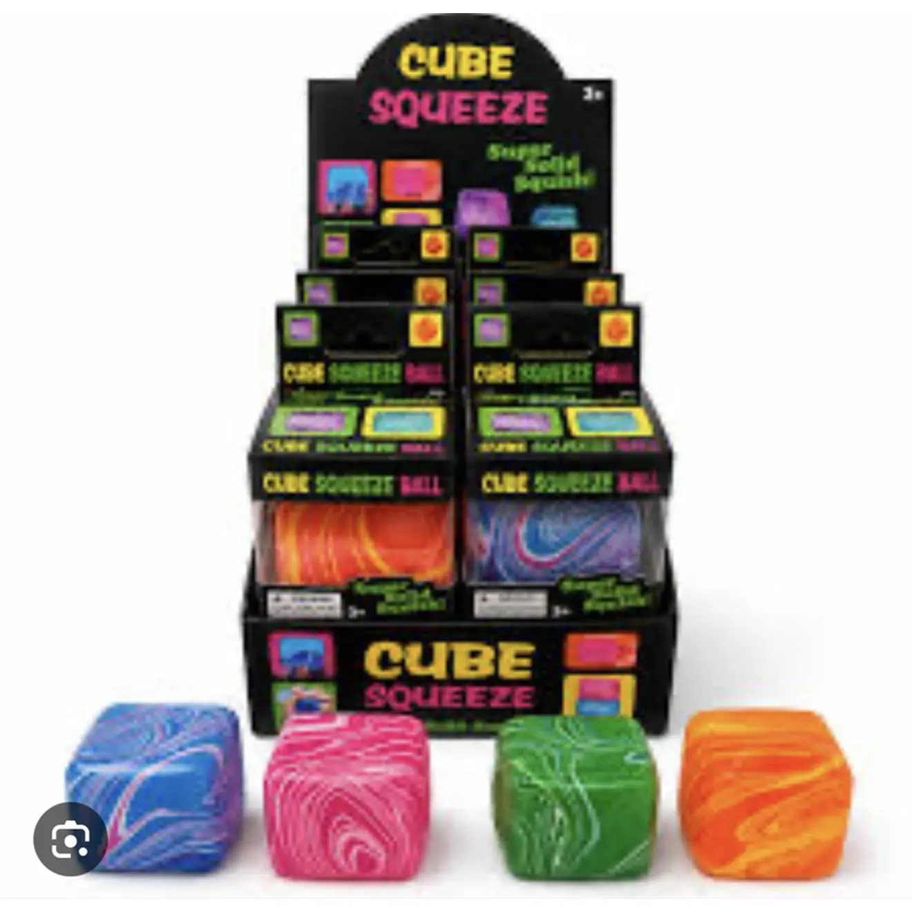 Cube Squeeze Super Solid Squishies - Fun & Engaging Sensory Toy for Kids Ages 3+ - Colorful Marbled Designs - Perfect for Stress Relief & Play