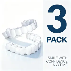 【3 PACK】 Instant Snap-On Veneers Dentures To Modify Teeth, Complete Teeth And Braces Comfortable Fit Reusable Confident Shine Party Essential  Photo-Ready