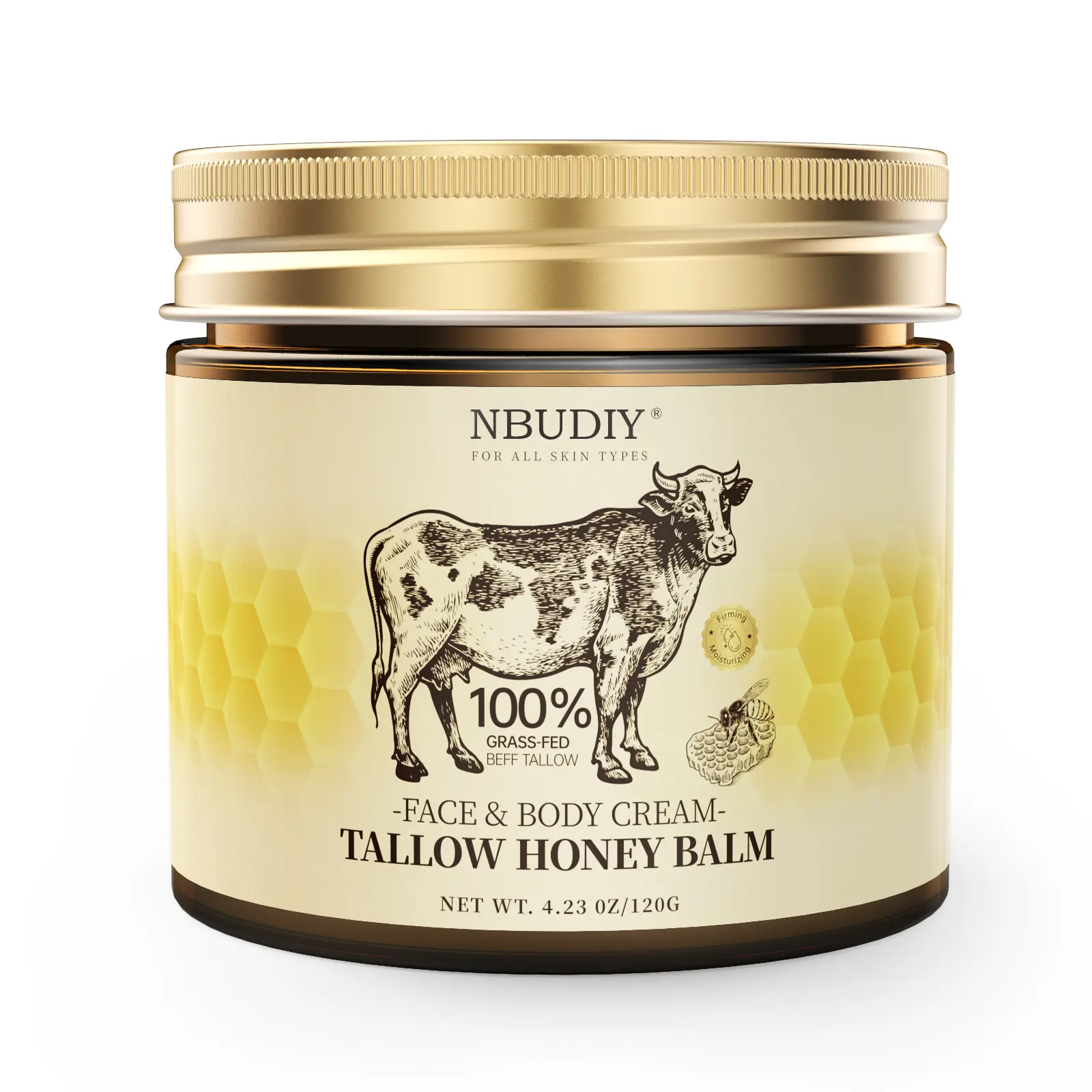 Organic Grass-Fed Beef Tallow Balm with Raw Honey - Handmade Body Care Moisturizer, Deeply Moisturizing Nourishing Formula for Soft, Smooth, Radiant Skin