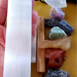 7 Chakra Kit, Selenite Charging Plate, Cleansing Station, Palo Santo, Meditation, Intention, Visualization