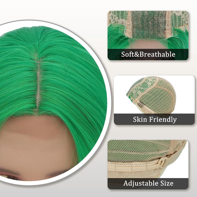 Green Wig Long Wavy Wigs for Women Middle Part 26 inch Natural Curly Synthetic Heat Resistant Fiber Wigs for Daily Party Use
