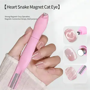 Powerful 3 IN 1 Cat Eye Magnet Set for Nails, Magnetic Pen Heart Nail Design Square Double Head Round Magnets Tool, Manicure Glassy Moon French Cateye Effect - DIY at Home, nail supplies, nail tech supplies, nail kit for beginners