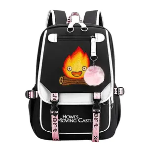 Calcifer Howls Moving Castle Trendy Youth Laptop Backpack – Large-Capacity Travel & School Bag for Commuting, Camping & Daily Use, Durable Stylish Design, Perfect Gift for Boys & Girls 11.4” × 18.1”