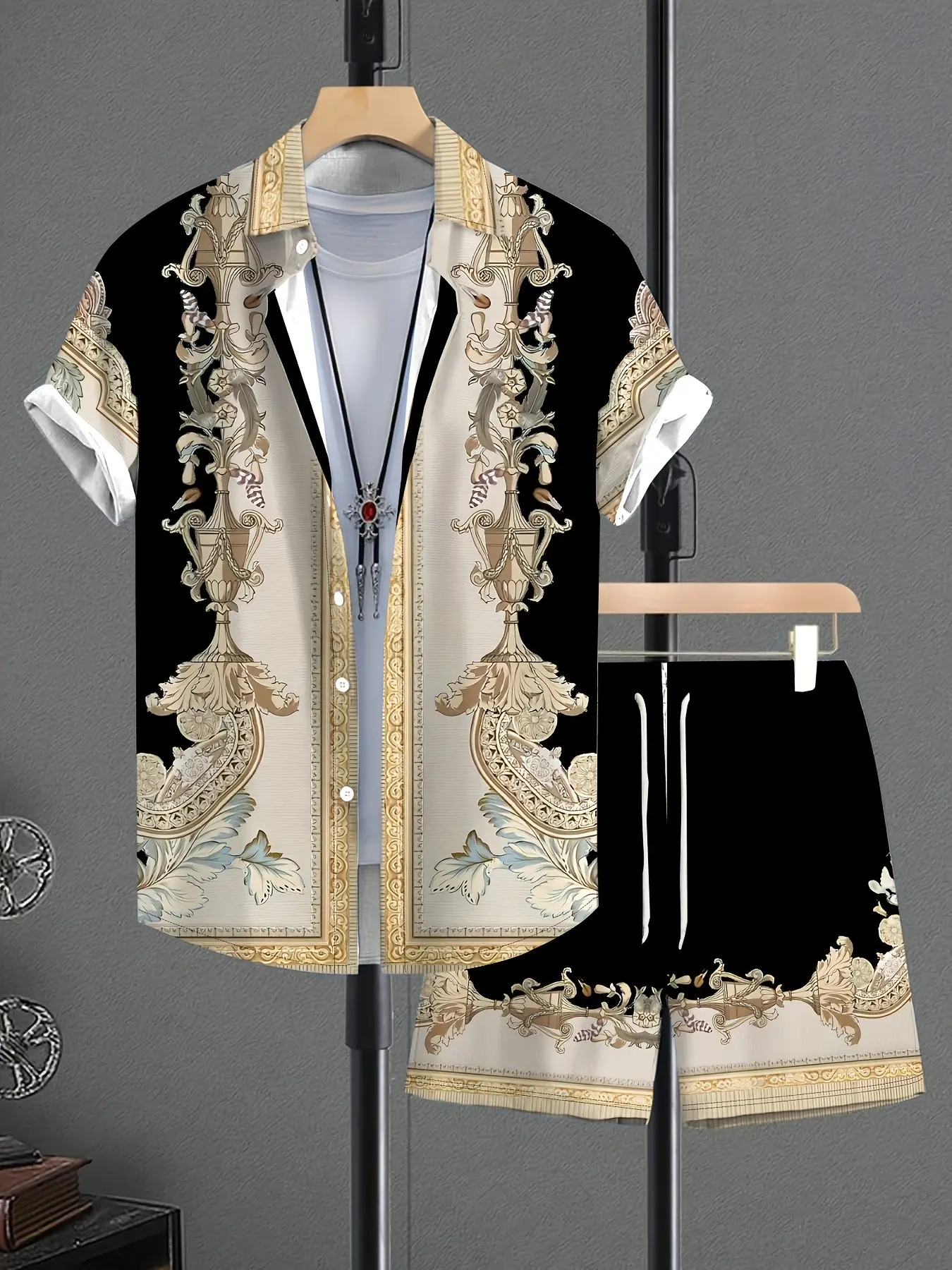 Men's Short Sleeve Set, Chinese Style Casual Two-Piece, Summer Fashion Tang Suit Shorts Set, Comfortable and Stylish