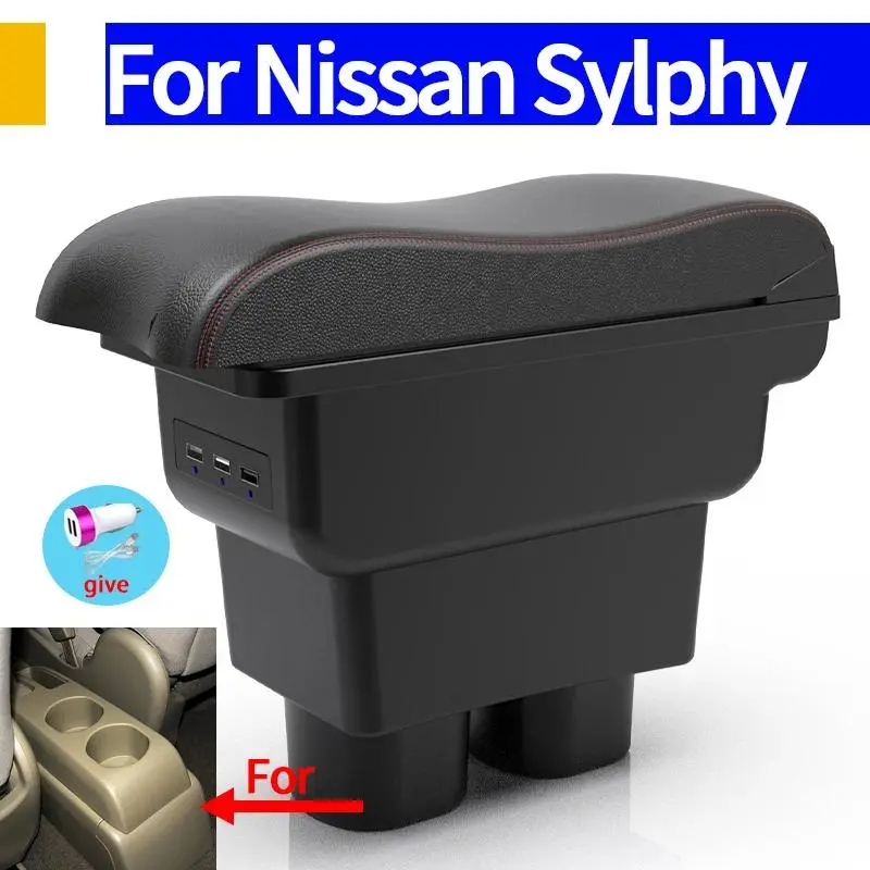 For Nissan Tiida Armrest For Nissan Sylphy Versa Tiida 11 Latio Car Armrest box Interior Center Storage Box Car Organizer Car Accessories