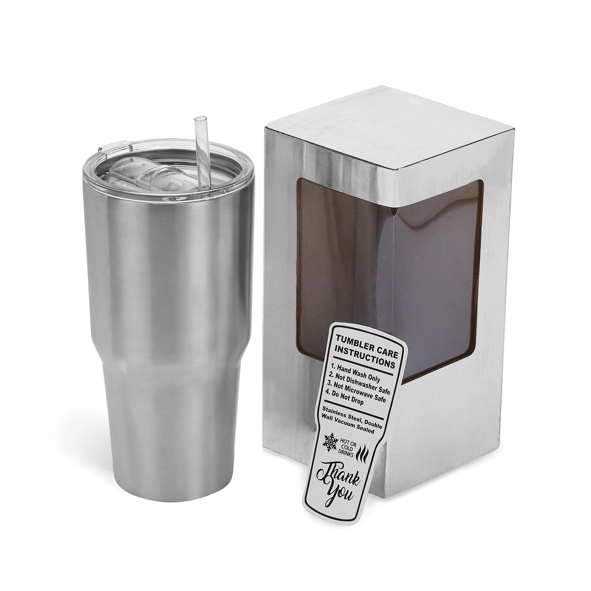 Makerflo Stainless Steel 30 oz Pre-Sanded Tumbler with Straw and Lid, for Crafting DIY Personalization - Epoxy, UV DTF, Vinyl, Laser Engraving
