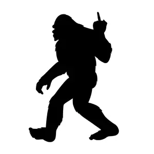Bigfoot, Sasquatch Giving the Middle Finger, Decal Sticker