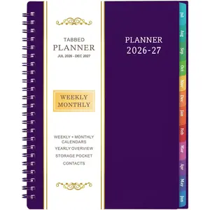Planner 2026-2027 - July 2026 - June 2027, 2026-2027 Planner Weekly and Monthly, Academic Planner, Calendar Planner with Colorful Tabs, 6.25" x 8.3",  -Wire Binding,  Pocket, Holidays