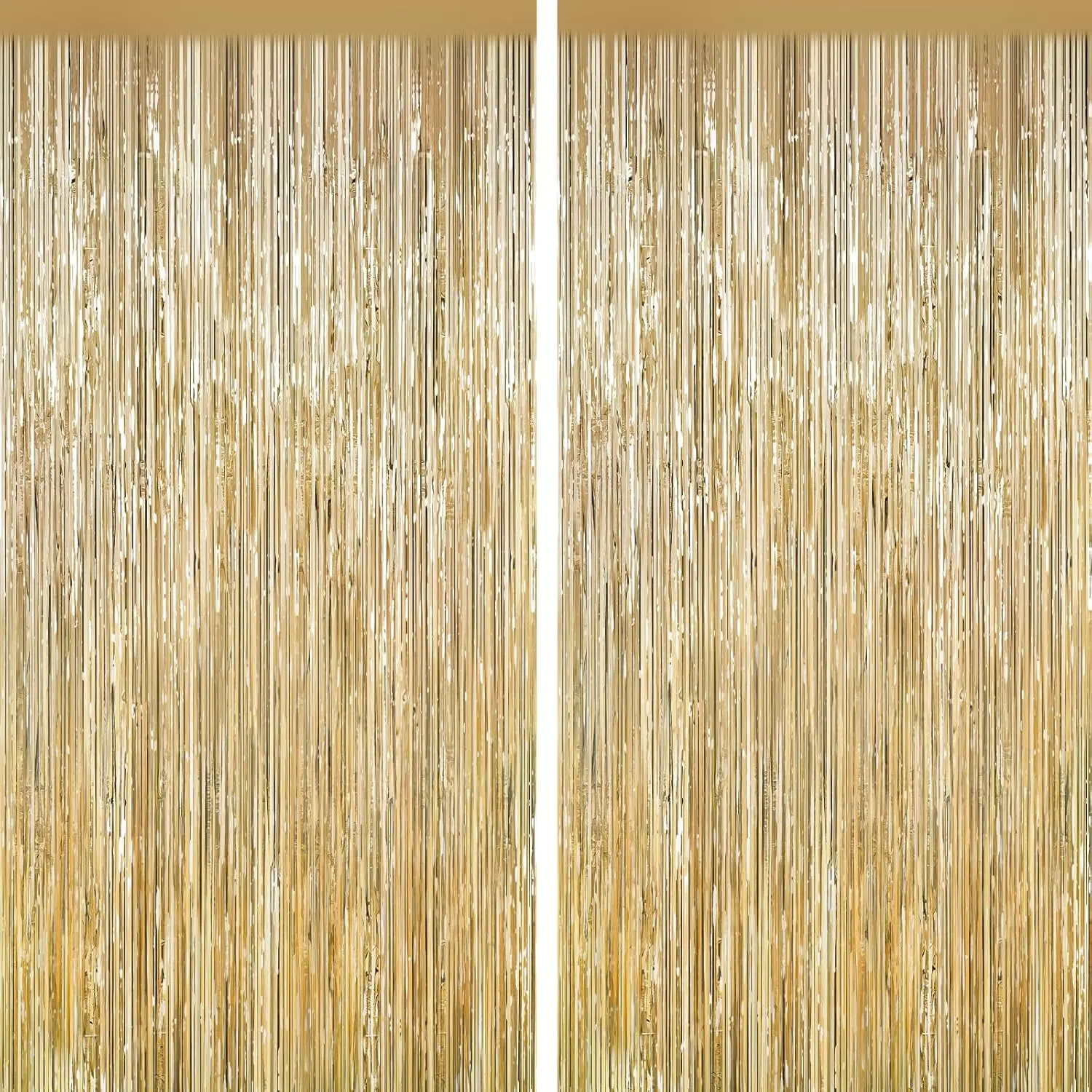 Champagne  Tinsel Backdrop Foil Fringe Curtains - 2 Packs Door Streamers Backdrop for Birthday Door Decorations, Party Supplies for Bachelorette, Graduation, Christmas, Disco Decor