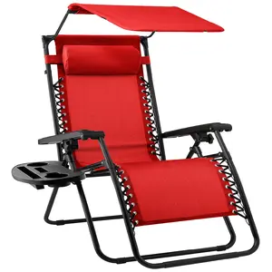 Best Choice Products Folding Zero Gravity Recliner Patio Lounge Chair w/ Canopy Shade, Headrest, Tray Best Choice Products Folding Zero Gravity Recliner Patio Lounge Chair w/ Canopy Shade, Headrest, Tray