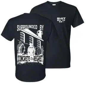 Corrections Officer Concrete and Regret T-Shirt – Prison Guard and Barbed Wire Fence Graphic Tee, Shit Show CEO Humor Shirt, Funny Correctional Facility Apparel for Men