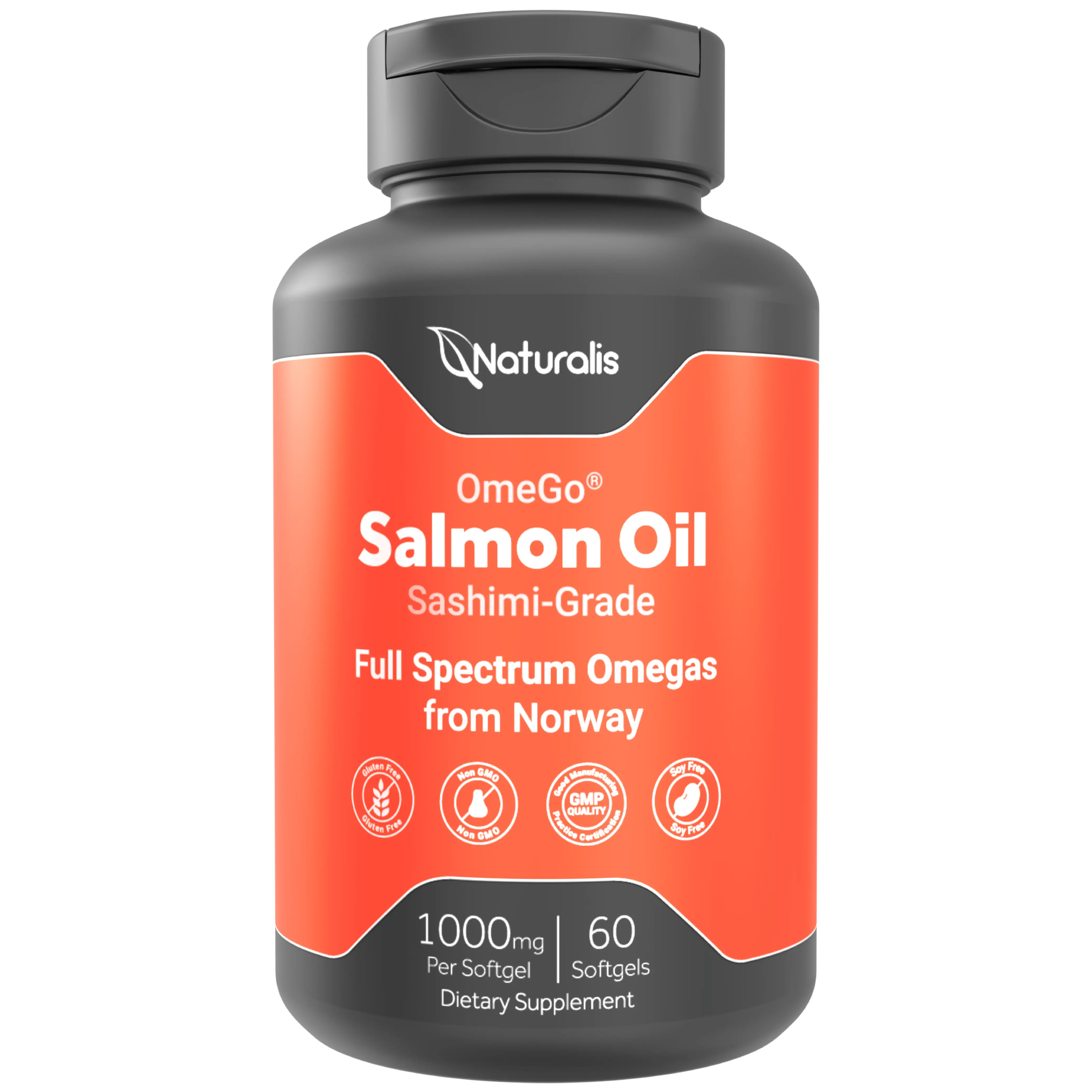 Naturalis Norwegian Atlantic Salmon Oil 1000mg | Non-GMO & Fully Traceable | Clinically Studied to Support Healthy Cholesterol Levels*