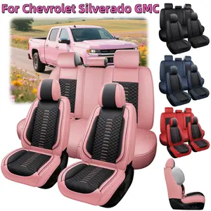 for Chevrolet Silverado GMC 1500 2500HD 3500HD 2007-2024 Napa PU Leather Seat Covers Full Set, Full Surround Waterproof Non-Slip Pickup Truck Cushions with Storage Bag