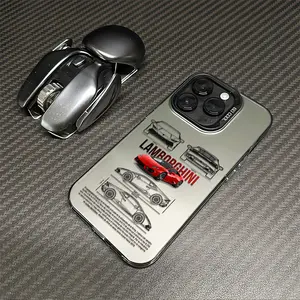 Lamborghini Car Blueprint Red Supercar Blueprint Phone Case For IPhone 17 Pro Max 16 15 14 Pro Max 13 12 11 Plus Screen Protector Iphone 16 Pro Max Curious Shockproof Soft Silicone Transparent Acrylic Protective Case Q33 Protection