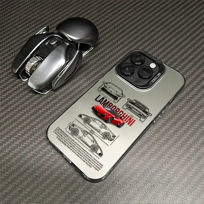 Lamborghini Car Blueprint Red Supercar Blueprint Phone Case For IPhone 17 Pro Max 16 15 14 Pro Max 13 12 11 Plus Screen Protector Iphone 16 Pro Max Curious Shockproof Soft Silicone Transparent Acrylic Protective Case Q33 Protection