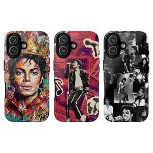 Michael Jackson Phone Case Collage Glossy Phone Case For IPhone 17-12, Pro Max, Pro Plus, and Samsung S26-23 Safety Two-In-One Case