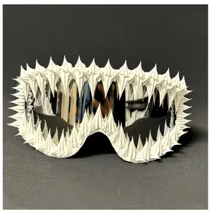 Punk Venom Style Snow Ski Goggles with Adjustable Elastic Strap Handmade Random Effect Unisex Outdoor Sports Eyewear for Men & Women