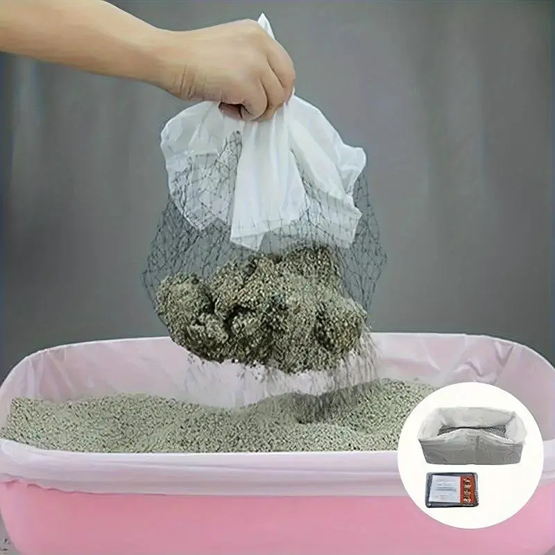 10 Reusable Cat Litter Filters - Manual Free Pet Litter Liner with Filter, Hygienic and Durable Polyethylene for Cleaner Cat Litter Box for Easy Cleaning and Odor Control, Pet Litter Cat Litter | Manual Free Litter | Polyethylene Mesh, Litter Box Liners