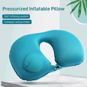 U-shaped/sqare Inflatable Press Pillow, Portable, Airplane Travel, three-piece Neck Pillow, Flocking, Travel