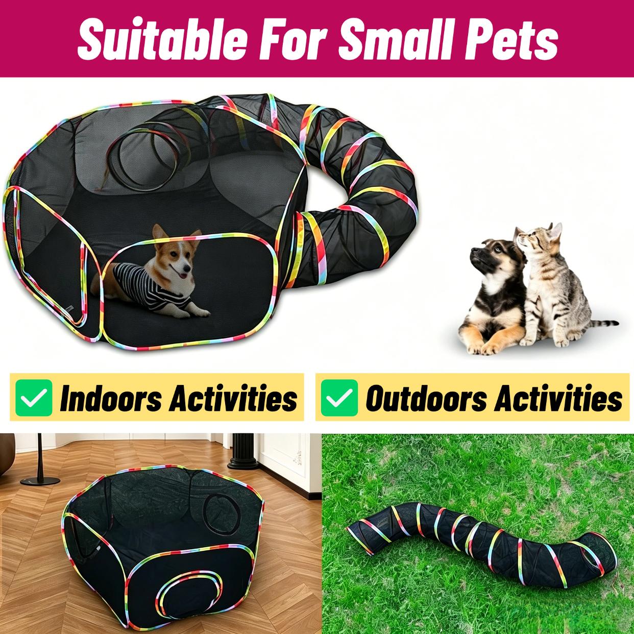 Outdoor Cat Enclosure,Portable Catio Outdoor Cat Tent,Cage Free Outside Cat Playpen Pet Enclosure,Enclosed Cat Run,Cat Tunnel Outdoor Cat Tunnels for Indoor Cats & Small Animals