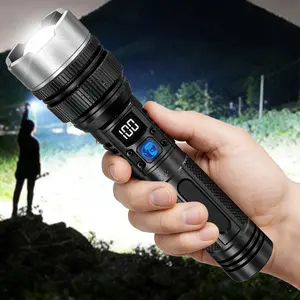 Outdoor Survival Flashlight 10000 Lumens Type C Fast Charging 3 Modes Telescopic Zoom Waterproof Portable Handheld Torch for Camping Hiking Hurricane Emergency