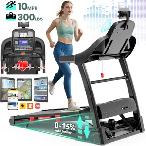 4.75HP Folding Treadmill with 20% Auto Incline， 300LB Capacity, 12MPH Max Speed Treadmill, Home Gym Treadmill with Powerful Motor and Space-Saving Design
